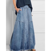 Women's Casual Brushed Elastic Waist Denim Skirt
