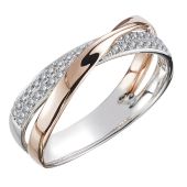 Simple personality X-shaped two-color ladies zirconia Ring