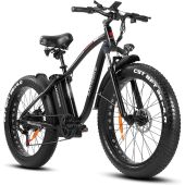 SAMEBIKE YY26 Black Electric Mountain Bike 750W 48V 15AH Lithium Battery 26 inch 4.0 Fat Tire E-bike for Adults