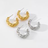 Lava earrings Vintage Metal pleated delicate 925 silver stud earrings