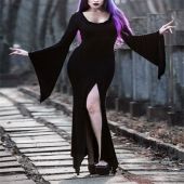 Women's Halloween Dark High Slit Sexy Dress