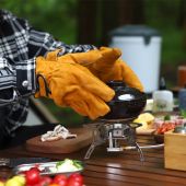 Outdoor BBQ heat insulation flame retardant gloves thickened cowhide high temperature welding leather cover wear camping protective cover