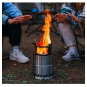 Outdoor portable round wood burning stove charcoal stove solid alcohol stove thickened stainless steel picnic stoves Large Size