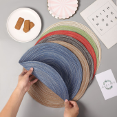 Round European cotton yarn placemat coaster fruit mat heat insulation home non-slip table decoration tableware mat bowl mat