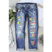Colorful Distressed Denim Pants for a Relaxed and Trendy Look