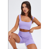 Seamless Purple Crop Tank Top for Active Exercising