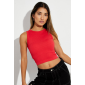 Seamless Crew Neck Red Tank Top in Compact Design