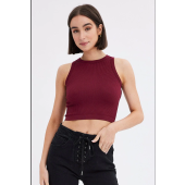 Red Tank Top Crew Neck Seamless red