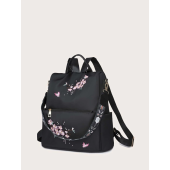 Functional Backpack with Butterfly and Floral Embroidery