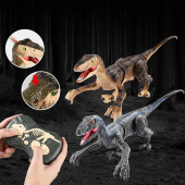 RC Raptors Velociraptor Dinosaur Jurassic Dinobot Toy - Brown