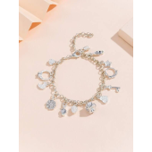 Sparkling Charm Bracelet with Moon and Star Rhinestones