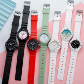 SANDA 6011 Fresh Color Silicone Strap Ultra Light-weight Women Quartz Watch - White + green