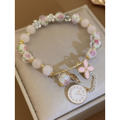 Single Flower Beaded Bracelet with Charming Appeal
