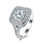 INALIS Zircon Platinum Anniversary Wedding Finger Rings - Size 8