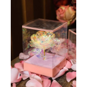 1pc Holographic Artificial Flower With Clear Box, Faux Rose