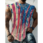 Men's 4th of July Flag Print Casual Tank Top