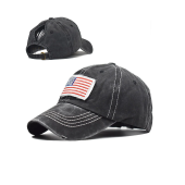Distressed Denim Independence Day Flag Print Ponytail Ripped Cap
