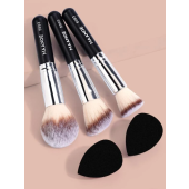 3pcs Makeup Brushes Foundation Loose Powder Concealer Blending Blush Brush Professional Cosmetic Beauty Makeup Tools & 2pcs Makeup Sponge