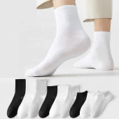 Cheap Basic Plain White Black Ankle Socks Men Unisex Ribbed Cotton Crew Socks