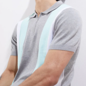 Pomegranate color-block Knitted Polo Shirt