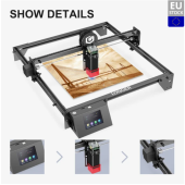 LONGER RAY5 10W Laser Engraver, 0.06x0.06mm Laser Spot, Air Assist, Touch Screen, Offline Carving, 32-Bit Chipset, WiFi Connection, Working Area 400x400mm