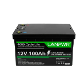 LANPWR 12V 100Ah LiFePO4 Lithium Battery Pack Backup Power, 1280Wh Energy, 4000+ Deep Cycles, Built-in 100A BMS, 24.25lb light weight, Support in Series/Parallel, Perfect for Replacing Most of Backup Power, RV, Boats, Solar, Trolling motor, Off-Grid