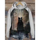 [Halloween Sale]Halloween  Cat Drawstring Sweatshirt