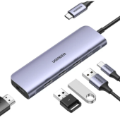 Ugreen USB C Hub with 4K HDMI, 5-In-1 Type C OTG Hub Multi-port Adapter, Thunderbolt 3 Dock with 3 USB 3.0 Ports