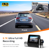 70mai True 2.7K 1944P Ultra Full HD Dash Cam Pro Plus+ A500S, Front and Rear, Built-in WiFi GPS Smart Dash Camera for Cars, ADAS, Sony IMX335, 2'' IPS LCD Screen, WDR, Night Vision