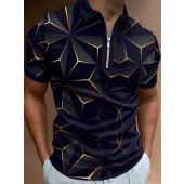 Men's Casual Geometric Print Polo Shirt