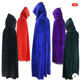 Halloween Velvet Cloak Cape Hooded Medieval