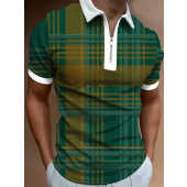 Men's Plaid Casual Polo Shirt