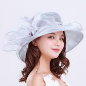 Women's outdoor sun hat anti-UV spring and summer beach hat organza large brim mesh hat