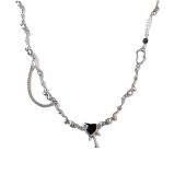 Black heart lava necklace