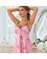 New European and American sweet pajamas women's foreign trade sweet net red suspender nightdress printing cross-border fashion home clothes wholesale