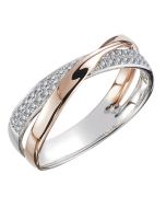 Simple personality X-shaped two-color ladies zirconia Ring