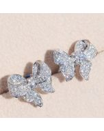 Micro-inlaid zirconium earrings, bow tie, small and versatile earrings