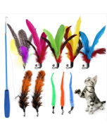 Set of 11 Feather Replacement Heads Retractable Cat Tease Sticks