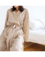 Long-sleeved fashion lady's nightgown trousers casual cotton and linen suit