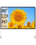 80" 4K Portable Projector Screen Outdoor: Stand, Anti-Crease, Foldable