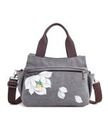 Canvas Tote Handbags Chinese Style Front Pockets Shoulder Crossbody Bags