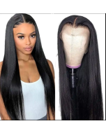 Raw Indian High Quality Virgin Soft Straight Human Hair Transparent Full Lace Front Closure Wig For Black Women