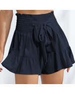 Amazon summer hot new strappy ruffles fashion women's wide-leg shorts drape all-match casual culottes