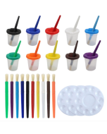 23pcs/set Children's Leak-proof Plastic Pencil Wash Cups Palette Painting Brushes