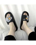 Cartoon Duck Pattern Casual Soft Wearable Couple Slippers (Black Duck)