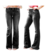 Wisherryy Classic Mid-Rise Washed Flared Jeans