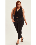 Black Sleeveless Button Fitted Waistcoat