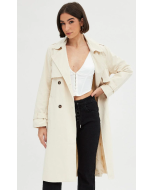 Cotton Long-Sleeve Beige Trench Coat for Stylish Outfits.