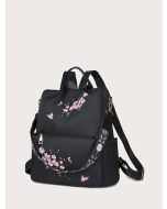 Functional Backpack with Butterfly and Floral Embroidery