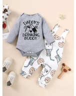 Baby Slogan Graphic Bodysuit & Cartoon Graphic Overall Jumpsuit